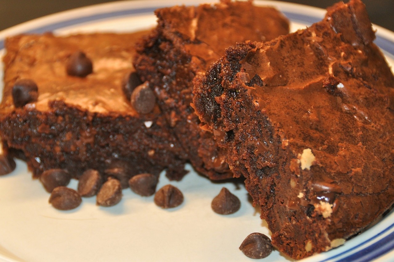 Gooey and fudgy brownies with fresh mint, nuts, and a kiss of maple syrup.