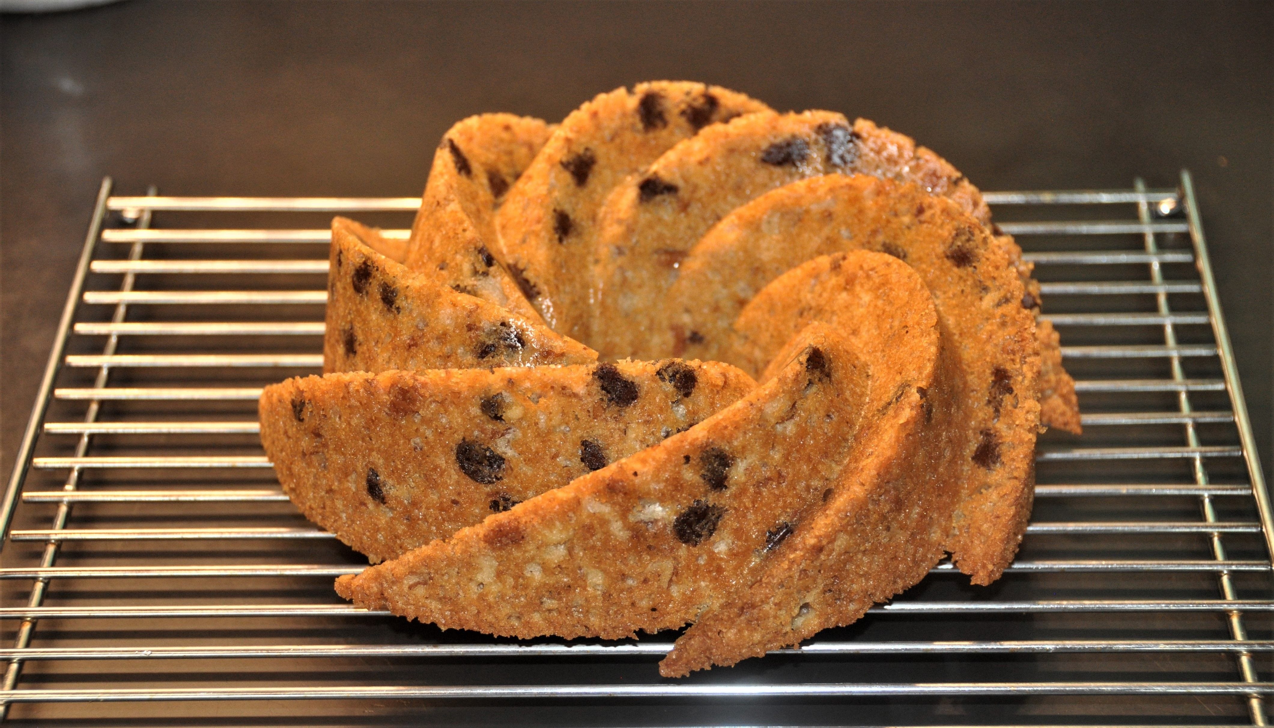 Classic pound cake packed with nuts and chocolate chips.